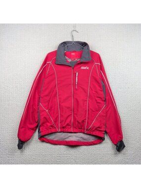 Swix Full Zip Windbreaker Cycling / XC Ski Jacket Red Men Sz M Outdoor Gorp